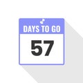 57 Days Left Countdown sales icon. 57 days left to go Promotional banner
