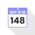 148 Days Left Countdown sales icon. 148 days left to go Promotional banner