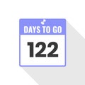 122 Days Left Countdown sales icon. 122 days left to go Promotional banner