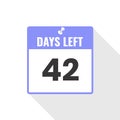 42 Days Left Countdown sales icon. 42 days left to go Promotional banner