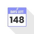 148 Days Left Countdown sales icon. 148 days left to go Promotional banner