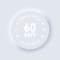 60 days money back guarantee icon. Vector. Cashback icon, return money. Guarantee badge. Money back icon. Cash back rebate.