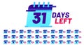 Days number left badges, countdown sticker design. Calendar page with date for product promotion, limited time Royalty Free Stock Photo