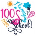 100 Days Of School. Vector illustration with funny phrase. Hand drawn inspirational quote about dogs. Lettering for Royalty Free Stock Photo