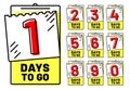Days to go badges. Countdown badge, number of day left and going timestamp isolated vector illustration set