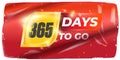 365 Days To Go Vector: Bold White Numerals on Dynamic Red and Yellow Background, Modern Countdown Design for Events and