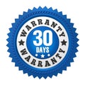 30 Days Warranty Badge Isolated Royalty Free Stock Photo