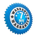 7 Days Warranty Badge Isolated Royalty Free Stock Photo