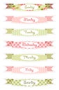 Days of week banners as retro festive ribbons in shabby chic style