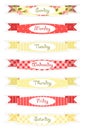 Days of week banners as retro festive ribbons in shabby chic style