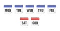 Days week calendar. Week calendar icon. Planner template. Calendar symbol icon