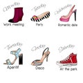 Days of the week and different types of shoes
