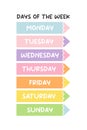 Days of The Week Educational Wall Art Poster