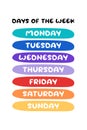 Days of The Week Educational Wall Art Poster