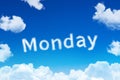 Days of the week - monday cloud word with a blue sky.