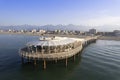 Daytime aerial view of the pier in Lido di Camaiore Tuscany Italy