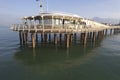 Daytime aerial view of the pier in Lido di Camaiore Tuscany Italy