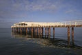 Daytime aerial view of the pier in Lido di Camaiore Tuscany Italy