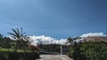 daytime atmosphere on a pedestrian street in a village