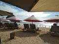 daytime atmosphere of the red sea beach in banyuwangi city