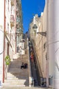 daytime image of escadinhas da saude with escalator seen from ro martim moniz, lisbon. Royalty Free Stock Photo