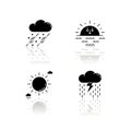 Daytime and nighttime forecast drop shadow black glyph icons set Royalty Free Stock Photo
