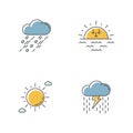 Daytime and nighttime forecast RGB color icons set Royalty Free Stock Photo