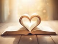 Daytime Romance Heart-shaped Book on Table Reading Concept Royalty Free Stock Photo