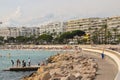 View of La Croisette, beach and sea, Cannes, South of France