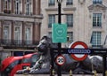 Social distancing sign at Trafalgar Square, London Royalty Free Stock Photo