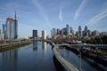 Daytime view over downtown Philadelphia from Schuylkill river side. Royalty Free Stock Photo