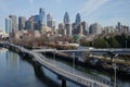 Daytime view over downtown Philadelphia from Schuylkill river side. Royalty Free Stock Photo