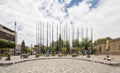 Daytime view of the Sillas de los Magos sculpture in front of the Hospicio Cabanas