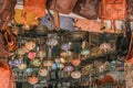 Daytime view of a street boutique with souvenirs in Granada, Spain