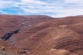 Daytime wide angle shoot of strata rock formations in the Lower Atlas Mountains, Morocco. Geology concept