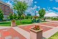 The Dayton Ohio downtown also has a beautiful park next to the river Royalty Free Stock Photo