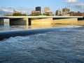 Dayton, Ohio Skyline with River and Dam Royalty Free Stock Photo