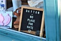 Dayton, Ohio / United States - August 7 2019: Signs in the Oregon District after a mass shooting Royalty Free Stock Photo