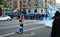 Dayton, Ohio United States 05/30/2020 police officers deploying pepper spray and tear gas over the crowd at a black lives matter