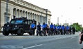 Dayton, Ohio United States 05/30/2020 police and SWAT officers controlling the crowd at a black lives matter protest