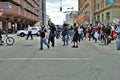 Dayton, Ohio United States 05/30/2020 police and SWAT officers controlling the crowd at a black lives matter protest