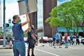 Dayton, Ohio United States 05/30/2020 police and SWAT officers controlling the crowd at a black lives matter protest