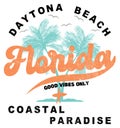 Daytona Beach - Florida - Coastal Paradise Distressed Illustration