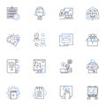 Daytrip and excursion line icons collection. Explore, Adventure, Outing, Journey, Getaway, Expedition, Escapade vector