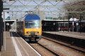 DAZ intercity double decker train at the trainstation of Den Haag Laan van NOI in the Netherlands.