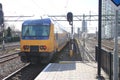 DAZ intercity double decker train at the trainstation of Den Haag Laan van NOI in the Netherlands.