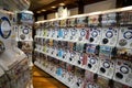 Dazaifu, Japan - May 14, 2017 : Rows of Gashapon machines, popular vending machine dispensed capsule toys showing manga character