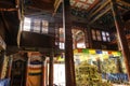 Inside: light streaks shine through window: Beautiful decorated Lamesery, Dazhou Hohhot day
