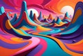 Dazzling, amorphous 3D structures in a prismatic color scheme