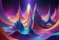 Dazzling, amorphous 3D structures in a prismatic color scheme